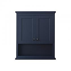 WYNDHAM COLLECTION WCV2323WCBB AVERY 25 INCH OVER-THE-TOILET BATHROOM WALL-MOUNTED STORAGE CABINET IN DARK BLUE WITH MATTE BLACK TRIM