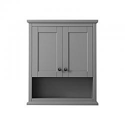 WYNDHAM COLLECTION WCV2323WCGB AVERY 25 INCH OVER-THE-TOILET BATHROOM WALL-MOUNTED STORAGE CABINET IN DARK GRAY WITH MATTE BLACK TRIM