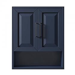 WYNDHAM COLLECTION WCV2525WCBB DARIA 25 INCH OVER-THE-TOILET BATHROOM WALL-MOUNTED STORAGE CABINET IN DARK BLUE WITH MATTE BLACK TRIM