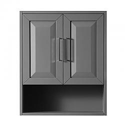 WYNDHAM COLLECTION WCV2525WCGB DARIA 25 INCH OVER-THE-TOILET BATHROOM WALL-MOUNTED STORAGE CABINET IN DARK GRAY WITH MATTE BLACK TRIM