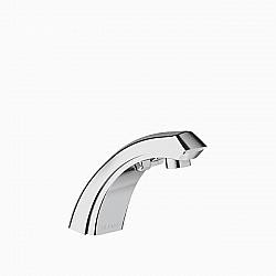 SLOAN 3315141BT OPTIMA 5 3/4 INCH BACK-CHECK TEE BATTERY POWERED DECK MOUNT MID BODY FAUCET WITH MULTI-LAMINAR SPRAY AND 8 INCH TRIM PLATE - POLISHED CHROME