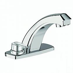 SLOAN 3315144BT OPTIMA 5 3/4 INCH ABOVE DECK MIXER BATTERY POWERED MID BODY FAUCET WITH MULTI-LAMINAR SPRAY AND 4 INCH TRIM PLATE - POLISHED CHROME