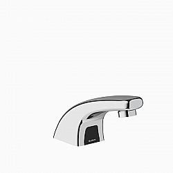 SLOAN 3315154BT OPTIMA 3 1/2 INCH BELOW DECK MANUAL MIXING VALVE BATTERY POWERED LOW BODY FAUCET WITH MULTI-LAMINAR SPRAY AND 4 INCH TRIM PLATE - POLISHED CHROME