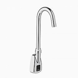 SLOAN 3315156BT OPTIMA 14 1/4 INCH BACK-CHECK TEE BATTERY POWERED WALL MOUNT GOOSENECK BODY FAUCET WITH LAMINAR SPRAY - POLISHED CHROME