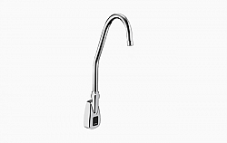 SLOAN 3315158BT OPTIMA 16 3/8 INCH BACK-CHECK TEE BATTERY POWERED WALL MOUNT GOOSENECK BODY FAUCET WITH LAMINAR SPRAY AND SURGICAL BEND SPOUT - POLISHED CHROME