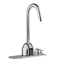 SLOAN 3315168BT OPTIMA 10 1/4 INCH ABOVE DECK MIXER BATTERY POWERED GOOSENECK BODY FAUCET WITH LAMINAR SPRAY - POLISHED CHROME