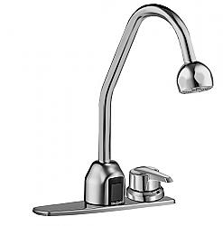 SLOAN 3315175BT OPTIMA 12 1/4 INCH ABOVE DECK MIXER BATTERY POWERED GOOSENECK BODY FAUCET WITH SHOWER HEAD SPRAY AND SURGICAL BEND SPOUT - POLISHED CHROME
