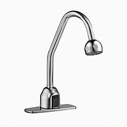 SLOAN 3315179BT OPTIMA 12 1/4 INCH BELOW DECK MANUAL MIXING VALVE BATTERY POWERED GOOSENECK BODY FAUCET WITH SHOWER HEAD SPRAY AND SURGICAL BEND SPOUT - POLISHED CHROME