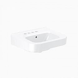 SLOAN 3873406 20 INCH VITREOUS CHINA WALL MOUNT LEDGEBACK BATHROOM SINK WITH 4 INCH CENTERSET AND LEFT HAND SOAP HOLE - WHITE