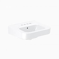 SLOAN 3873506 20 INCH VITREOUS CHINA WALL MOUNT LEDGEBACK BATHROOM SINK WITH 4 INCH CENTERSET AND RIGHT HAND SOAP HOLE - WHITE