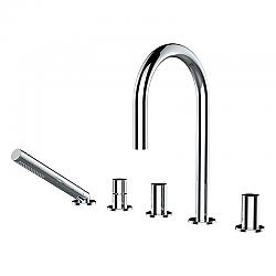 LAUFEN H3223350042821 KARTELL 5 HOLE DECK MOUNTED BATH MIXER WITHOUT MOUNTING PLATE - CHROME