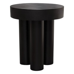 DIAMOND SOFA RUNEETBL RUNE 16 INCH ROUND END AND ACCENT TABLE WITH SOLID ACACIA WOOD TOP AND IRON LEG BASE IN BLACK FINISH