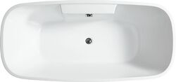 VANITY ART VA6835 59 1/8 INCH FREESTANDING ACRYLIC SOAKING BATHTUB WITH ROUND OVERFLOW AND POP-UP DRAIN - WHITE