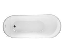 VANITY ART VA6904-L 67 INCH FREESTANDING ACRYLIC SOAKING BATHTUB WITH POLISHED CHROME SLOTTED OVERFLOW AND POP-UP DRAIN - WHITE