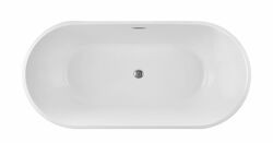 VANITY ART VA6901-S 59 INCH FREESTANDING ACRYLIC SOAKING BATHTUB WITH POLISHED CHROME SLOTTED OVERFLOW AND POP-UP DRAIN - WHITE