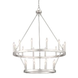VANITY ART 10588AS 40 INCH 20-LIGHT CANDLE STYLE WAGON WHEEL CHANDELIER - ANTIQUE SILVER