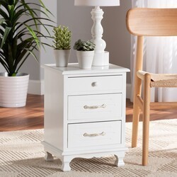 BAXTON STUDIO FZC180882-WHITE WOODEN-ET LAYTON 14 1/4 INCH CLASSIC AND TRADITIONAL WHITE FINISHED WOOD 3-DRAWER END TABLE