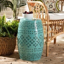 BAXTON STUDIO H01-97939E TEAL METAL SIDE TABLE LAVINIA 12 1/4 INCH MODERN AND CONTEMPORARY METAL OUTDOOR SIDE TABLE - TEAL
