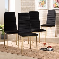 BAXTON STUDIO 112157-1-GOLD-DC ARMAND 16 1/2 INCH MODERN GLAM AND LUXE VELVET FABRIC UPHOLSTERED AND METAL 4-PIECE DINING CHAIR SET