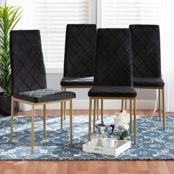BAXTON STUDIO 112157-4-GOLD-DC BLAISE 16 1/2 INCH MODERN LUXE AND GLAM VELVET FABRIC UPHOLSTERED AND METAL 4-PIECE DINING CHAIR SET