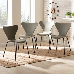 BAXTON STUDIO AY-PC11-PLASTIC-DC JADEN 19 3/4 INCH MODERN AND CONTEMPORARY PLASTIC AND METAL 4-PIECE DINING CHAIR SET