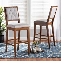 BAXTON STUDIO RH2083BP-BS GIDEON 17 1/2 INCH MODERN AND CONTEMPORARY FABRIC UPHOLSTERED AND WOOD 2-PIECE BAR STOOL SET