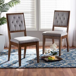 BAXTON STUDIO RH2083C-DC-2PK GIDEON 17 1/2 INCH MODERN AND CONTEMPORARY FABRIC UPHOLSTERED AND WOOD 2-PIECE DINING CHAIR SET