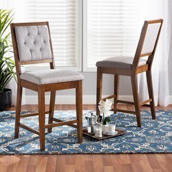 BAXTON STUDIO RH2083P-PC GIDEON 17 1/2 INCH MODERN AND CONTEMPORARY FABRIC UPHOLSTERED AND WOOD 2-PIECE COUNTER STOOL SET