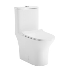SWISS MADISON SM-1T129 CASCADE 26 5/8 INCH ONE-PIECE ELONGATED TOILET WITH DUAL-FLUSH - WHITE