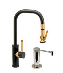 WATERSTONE FAUCETS 10280-2 FULTON 15 1/4 INCH INDUSTRIAL TOGGLE SPRAYER PREP SIZE PLP PULLDOWN FAUCET WITH SOAP DISPENSER