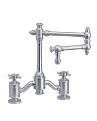 WATERSTONE FAUCETS 6150-12 TOWSON BRIDGE FAUCET WITH 12 INCH ARTICULATED SPOUT WITH CROSS HANDLES