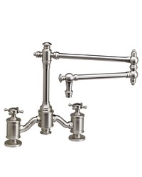 WATERSTONE FAUCETS 6150-18 TOWSON BRIDGE FAUCET WITH 18 INCH ARTICULATED SPOUT WITH CROSS HANDLES