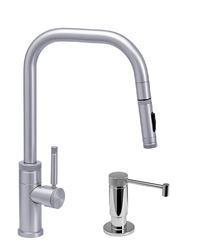 WATERSTONE FAUCETS 10220-2 FULTON 16 1/8 INCH INDUSTRIAL TOGGLE SPRAYER ANGLED SPOUT PLP PULLDOWN FAUCET WITH SOAP DISPENSER