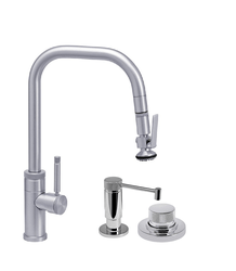 WATERSTONE FAUCETS 10270-3 FULTON 16 1/8 INCH INDUSTRIAL LEVER SPRAYER ANGLE SPOUT PLP PULLDOWN FAUCET WITH SOAP DISPENSER AND AIR SWITCH