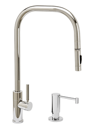 WATERSTONE FAUCETS 10300-2 FULTON 20 1/4 INCH MODERN EXTENDED REACH TOGGLE SPRAYER PLP PULLDOWN FAUCET WITH SOAP DISPENSER