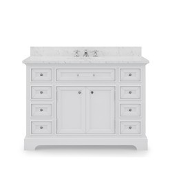 WATER-CREATION DE48CW01PW-000BX0901 DERBY 48 INCH PURE WHITE SINGLE SINK BATHROOM VANITY WITH FAUCET