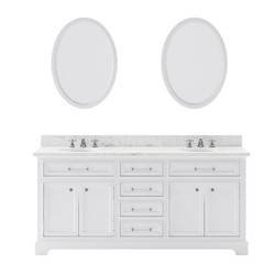 WATER-CREATION DE72CW01PW-O24000000 DERBY 72 INCH PURE WHITE DOUBLE SINK BATHROOM VANITY WITH 2 MATCHING FRAMED MIRRORS