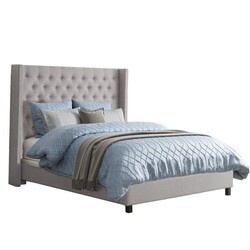 CORLIVING BBT-30-K FAIRFIELD 87 INCH TUFTED FABRIC BED WITH WINGS, KING