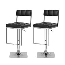 CORLIVING DAB-88-B 17 INCH ADJUSTABLE COUNTER HEIGHT SQUARE TUFTED BARSTOOL, SET OF TWO