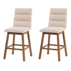 CORLIVING DBT-30-B BOSTON 19 INCH CHANNEL TUFTED FABRIC BARSTOOL, SET OF TWO