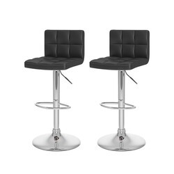 CORLIVING DPU-74-B 17 INCH ADJUSTABLE LOW BACK TUFTED BARSTOOL, SET OF TWO