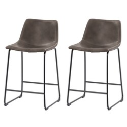 CORLIVING DPU-81-B PALMER 19 INCH MODERN MID BACK COUNTER HEIGHT BARSTOOL, SET OF TWO