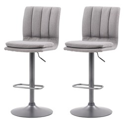CORLIVING DPU-87-B PALMER 21 INCH ADJUSTABLE CHANNEL TUFTED UPHOLSTERED BARSTOOL, SET OF TWO