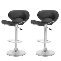 CORLIVING DPV-25-B 18 INCH ADJUSTABLE CURVED SADDLE BARSTOOL, SET OF TWO