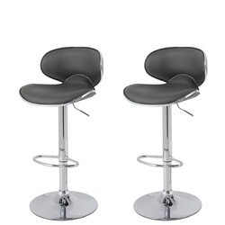 CORLIVING DPV-295-B 18 INCH ADJUSTABLE LOW BACK CURVED BARSTOOL, SET OF TWO - DARK GREY