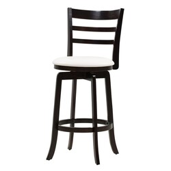 CORLIVING DWG-499-B WOODGROVE 24 INCH BAR HEIGHT WOOD BARSTOOL WITH 3-SLAT BACKREST - DARK ESPRESSO AND WHITE