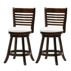 CORLIVING DWG-94-B WOODGROVE 19 INCH COUNTER HEIGHT WOOD BAR STOOL WITH SLAT BACKREST, SET OF TWO