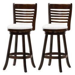 CORLIVING DWG-99-B WOODGROVE 20 INCH BAR HEIGHT WOOD BARSTOOL WITH SLAT BACKREST, SET OF TWO