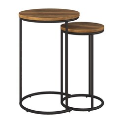 CORLIVING LFF-280-N FORT WORTH 26 INCH WOOD GRAIN FINISH NESTING SIDE TABLE - BROWN AND BLACK