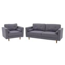 CORLIVING LGA-40-Z2 MULBERRY POLYESTER UPHOLSTERED MODERN CHAIR AND SOFA SET, 2 PIECES